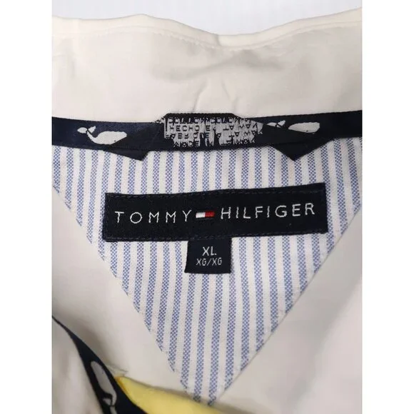 Vtg 2002 Tommy Hilfiger Mens XL Short Sleeve Button Down Yellow/Navy/White Shirt - Picture 5 of 8
